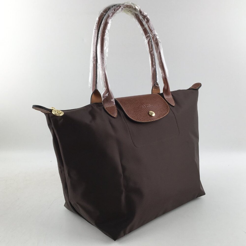 Longcham Green Pliage large Tote Bag in Ebony brown color - Picture 4 of 13